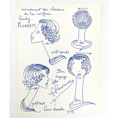 2485 - Four late 20thC illustrations by famous French hairdresser Louis Alexandre Raimon, depicting hair st... 