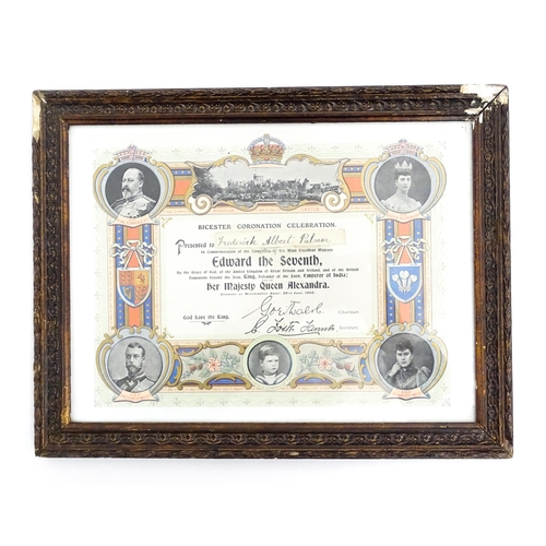 2488 - Bicester local interest : a framed commemorative certificate, entitled 'Bicester Coronation Celebrat... 