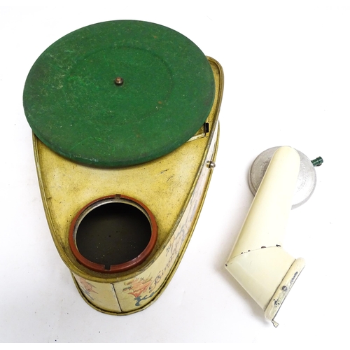 1174 - Toy: A 20thC German Bing tinplate clockwork Bingola 1 phonograph, together with assorted records. Ap... 