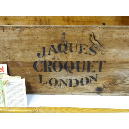 1189 - Toys: A boxed Jacques croquet set to include mallets, balls, hoops, centre peg, etc. Box approx. 42