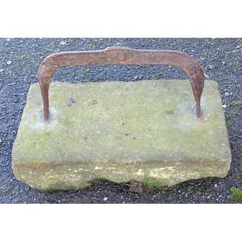 1596 - A 19thC cast iron boot scraper with stone base, approx 20