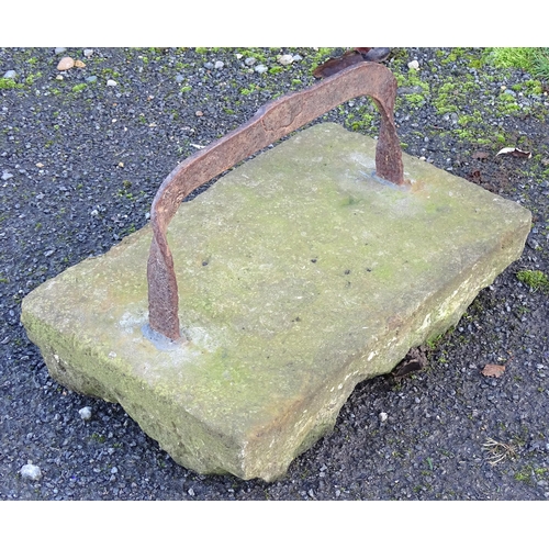 1596 - A 19thC cast iron boot scraper with stone base, approx 20