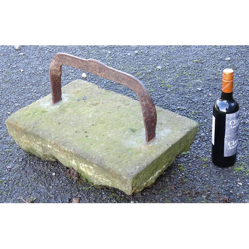 1596 - A 19thC cast iron boot scraper with stone base, approx 20