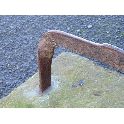 1596 - A 19thC cast iron boot scraper with stone base, approx 20