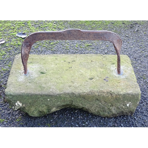 1596 - A 19thC cast iron boot scraper with stone base, approx 20