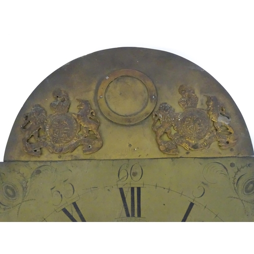 1645 - A late 18thC / early 20thC oak cased long case clock with brass break arch dial signed John Skinner ... 