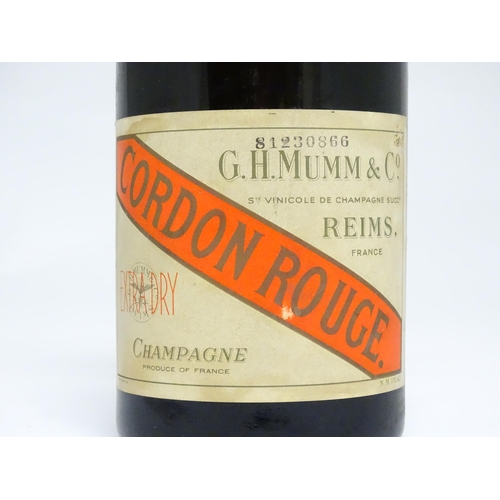 1150A - A bottle of G. H. Mumm Cordon Rouge champagne, approx 75cl, stamped with batch number 81230866