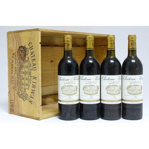 1152 - Four 75cl bottles of Chateau Kirwan Schroder & Schyler grand cru classe Margaux 1982 red wine (4)