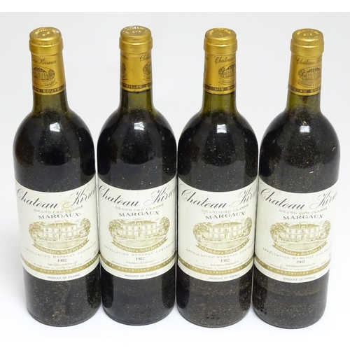 1152 - Four 75cl bottles of Chateau Kirwan Schroder & Schyler grand cru classe Margaux 1982 red wine (4)