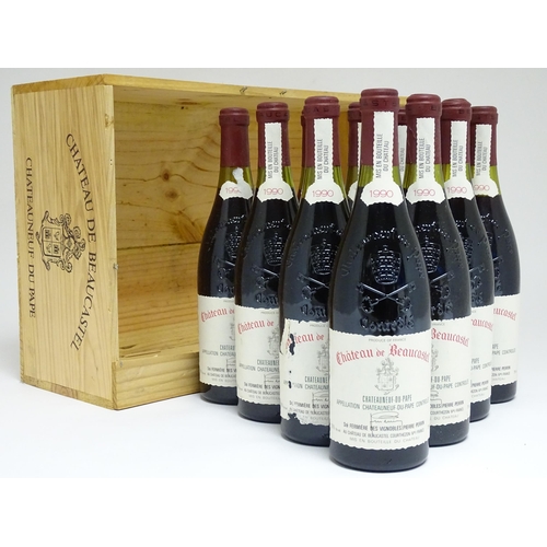 1154 - Ten 75cl bottles of Chateau de Beaucastel 
Chateauneuf du Pape 1990 red wine (10)