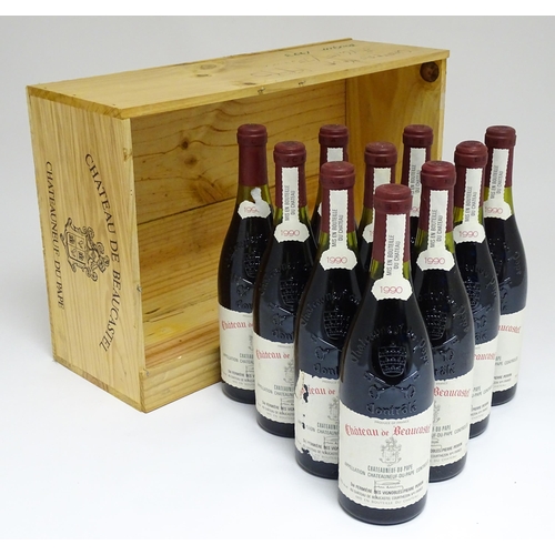 1154 - Ten 75cl bottles of Chateau de Beaucastel 
Chateauneuf du Pape 1990 red wine (10)