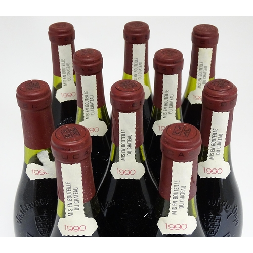 1154 - Ten 75cl bottles of Chateau de Beaucastel 
Chateauneuf du Pape 1990 red wine (10)