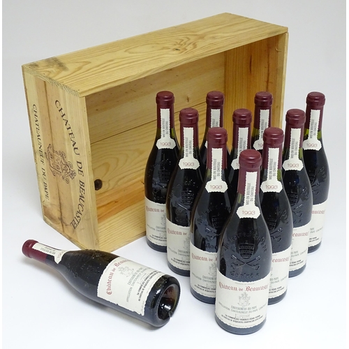 1155 - Eleven 75cl bottles of Chateau de Beaucastel 
Chateauneuf du Pape 1993 red wine (11)