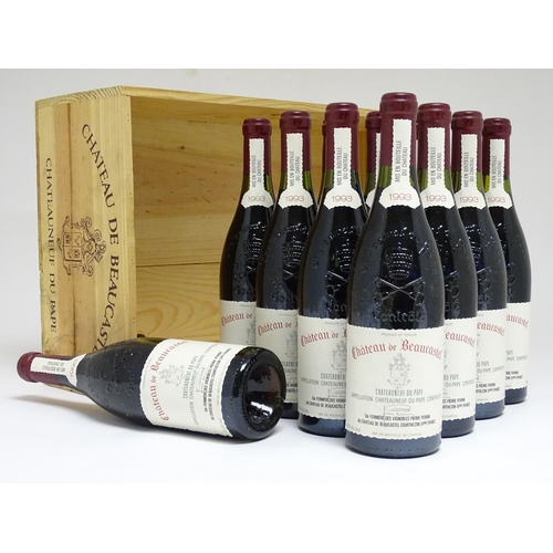 1155 - Eleven 75cl bottles of Chateau de Beaucastel 
Chateauneuf du Pape 1993 red wine (11)