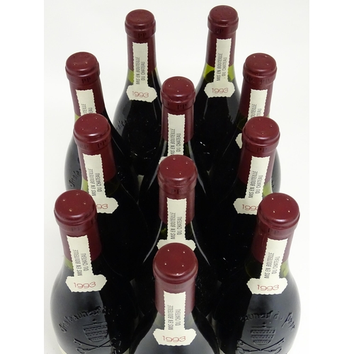 1155 - Eleven 75cl bottles of Chateau de Beaucastel 
Chateauneuf du Pape 1993 red wine (11)