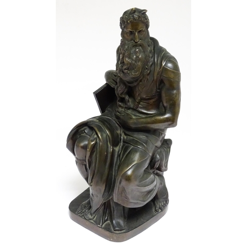 1541 - A Grand Tour style bronze sculpture modelled as Moses after Michelangelo. Approx. 23