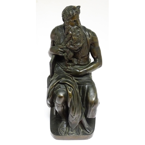 1541 - A Grand Tour style bronze sculpture modelled as Moses after Michelangelo. Approx. 23