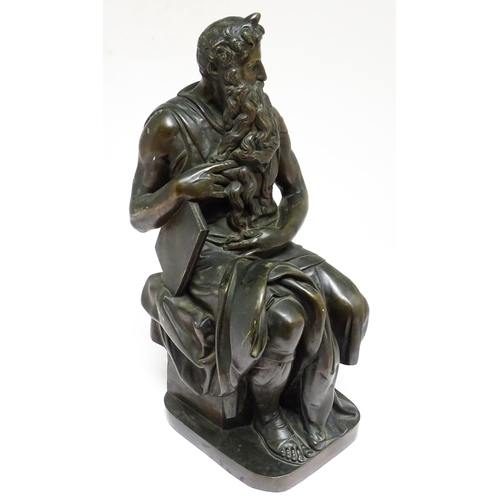 1541 - A Grand Tour style bronze sculpture modelled as Moses after Michelangelo. Approx. 23