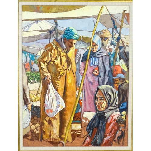 1934 - 20th century, Oil on canvas, A Moroccan market scene with figures. Signed Timari lower left. Approx.... 