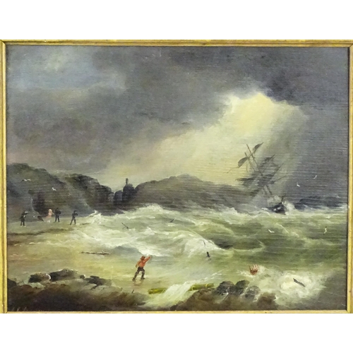 1938 - Attrib. Alexander K. Branden (act. 1865-1905), Marine School, Oil on board, The Storm, A stormy coas... 