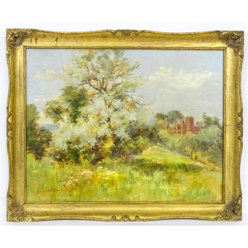 1942 - Manner of Wynford Dewhurst (1864-1941), Oil on board, A landscape scene with figures on a path and t... 