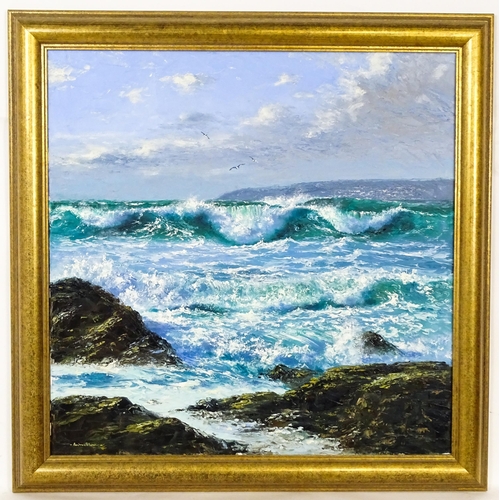 1944 - Richard Blowey (b. 1947), Cornish School, Oil on canvas, Crashing Waves. Signed lower left. Approx. ... 