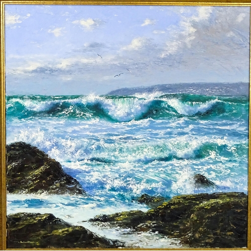 1944 - Richard Blowey (b. 1947), Cornish School, Oil on canvas, Crashing Waves. Signed lower left. Approx. ... 