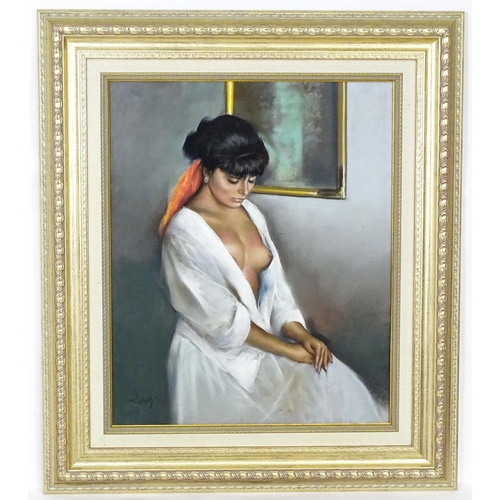 1959 - Domingo Alvarez (b. 1942), Spanish School, Pastel, A portrait of a seated lady. Signed lower left. A... 