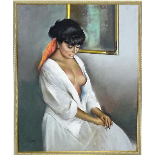 1959 - Domingo Alvarez (b. 1942), Spanish School, Pastel, A portrait of a seated lady. Signed lower left. A... 