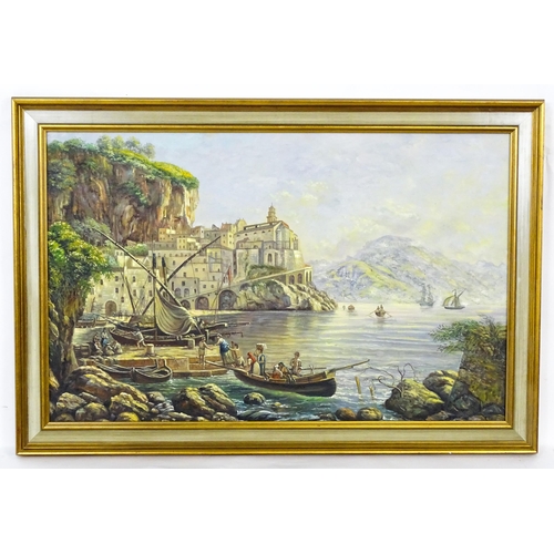 1960 - After Joseph / Josef Rebell, 20th century, Oil on canvas, View Towards Atrani on the Amalfi, An Ital... 