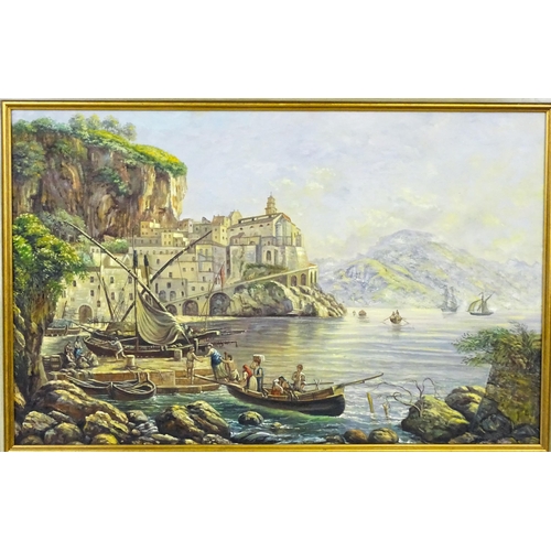 1960 - After Joseph / Josef Rebell, 20th century, Oil on canvas, View Towards Atrani on the Amalfi, An Ital... 