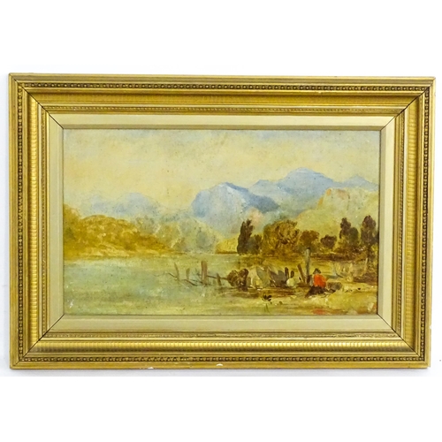 1967 - H. Sturmer, 19th century, Oil on board, A Highland landscape with a figure in red. Ascribed verso. A... 