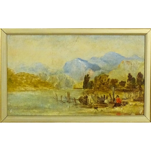 1967 - H. Sturmer, 19th century, Oil on board, A Highland landscape with a figure in red. Ascribed verso. A... 