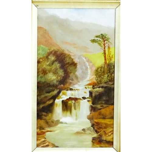 1968 - G. Fisher, Early 20th century, English School, Oil on canvas, A pair of waterfall scenes with mounta... 