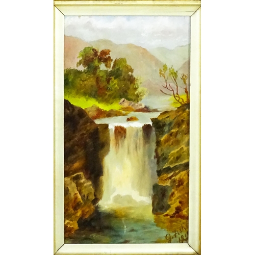 1968 - G. Fisher, Early 20th century, English School, Oil on canvas, A pair of waterfall scenes with mounta... 