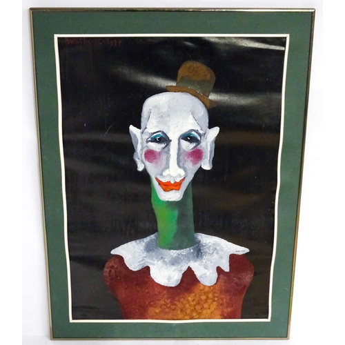 1979 - Buu Chi (1948-2002), Vietnamese School, Oil on paper, Clown portrait. Signed and dated 1994 upper le... 