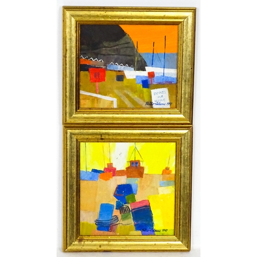 1986 - Peter Adams, 20th century, Acrylic on board, A pair of Devon harbour scenes with boats, comprising S... 