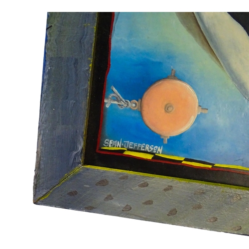 1991 - Sean Jefferson (b. 1957), Oil on board, Dive, A swimming penguin. With decorated frame. Signed lower... 