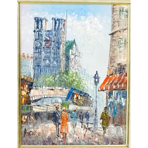 1995 - Manner of Caroline Burnett, 20th century, Oil on canvas, Three Paris street scenes with figures to i... 