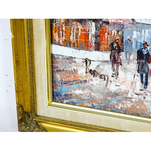 1995 - Manner of Caroline Burnett, 20th century, Oil on canvas, Three Paris street scenes with figures to i... 