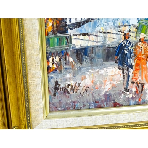 1995 - Manner of Caroline Burnett, 20th century, Oil on canvas, Three Paris street scenes with figures to i... 