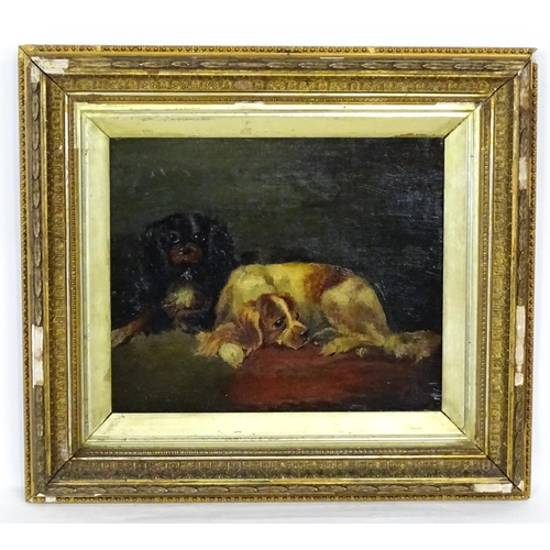 2001 - After Edwin Henry Landseer, 20th century, Oil on canvas, A study of two King Charles Spaniel dogs. A... 