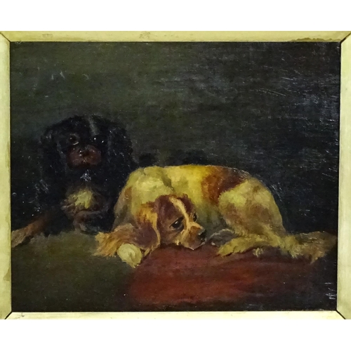 2001 - After Edwin Henry Landseer, 20th century, Oil on canvas, A study of two King Charles Spaniel dogs. A... 