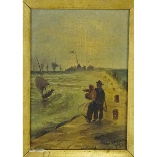 2003 - J. W. Brown, 19th century, Oil on canvas, A pair of coastal scenes, one depicting fishermen launchin... 