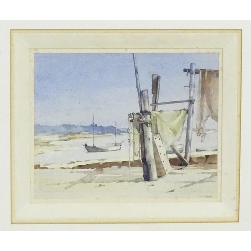 2073 - Stanislaus Soutten Longley (1894-1966), Watercolour, An English harbour scene with boats. Signed low... 