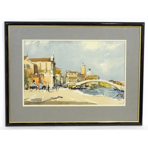 2076 - Edward Wesson, 20th century, Watercolour, A Venetian Canal. Signed lower left. Approx. 12 1/4