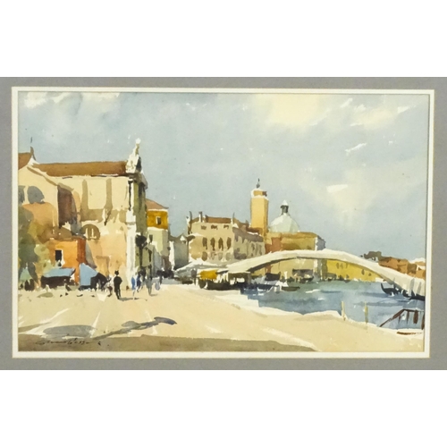 2076 - Edward Wesson, 20th century, Watercolour, A Venetian Canal. Signed lower left. Approx. 12 1/4