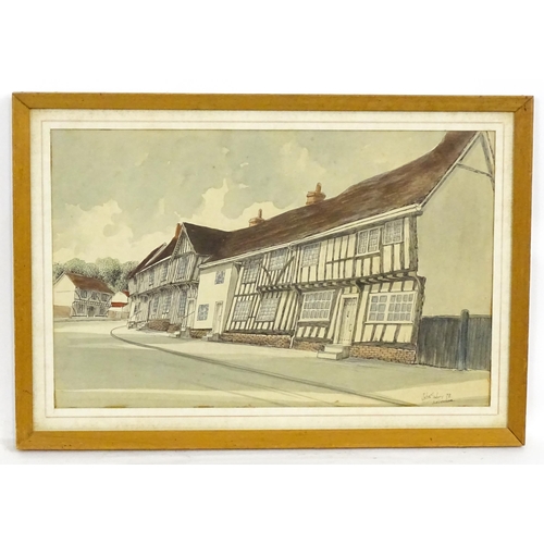 2072 - John Sabry (1914-2006), Watercolour, A street scene in the English village of Lavenham with half tim... 