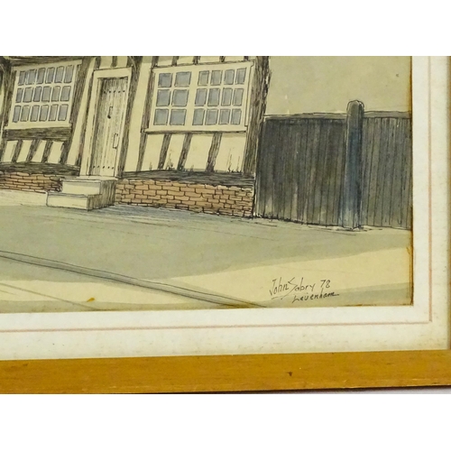 2072 - John Sabry (1914-2006), Watercolour, A street scene in the English village of Lavenham with half tim... 