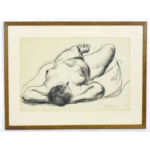 2188 - Emmanuel Levy (1900-1986), Charcoal, A study of a reclining nude. Signed lower right. Approx. 14